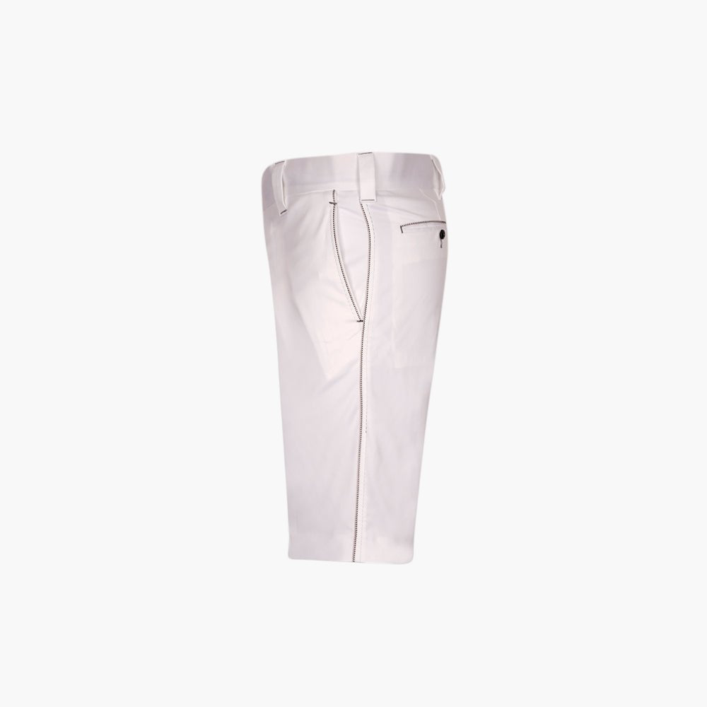 White Cotton Bermuda Shorts with Black & Grey Alloro Detail - Angelo Galasso - Luxury Italian Menswear London