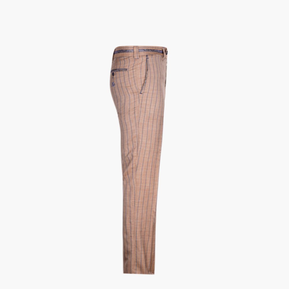 Beige & Blue Striped Wool-Silk Trousers - Angelo Galasso - Luxury Italian Menswear London