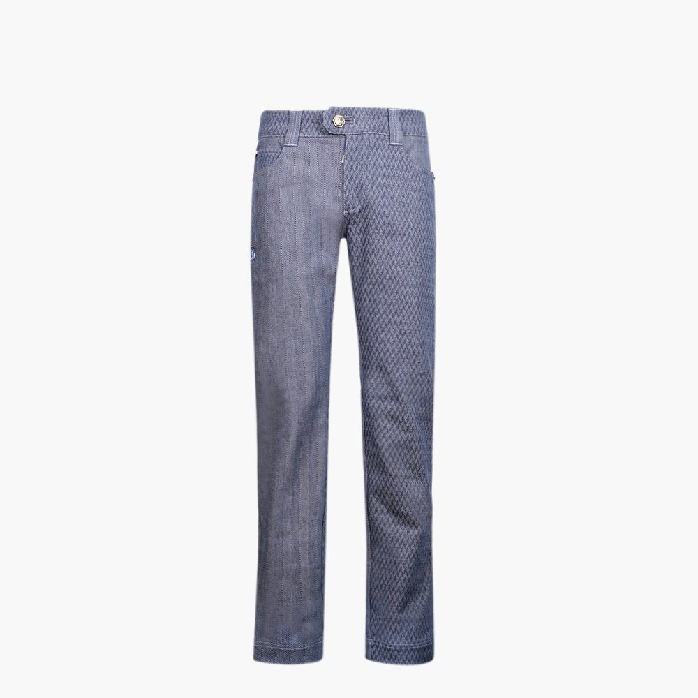 Blue Half & Half Herringbone Jacquard Jeans - Angelo Galasso - Luxury Italian Menswear London