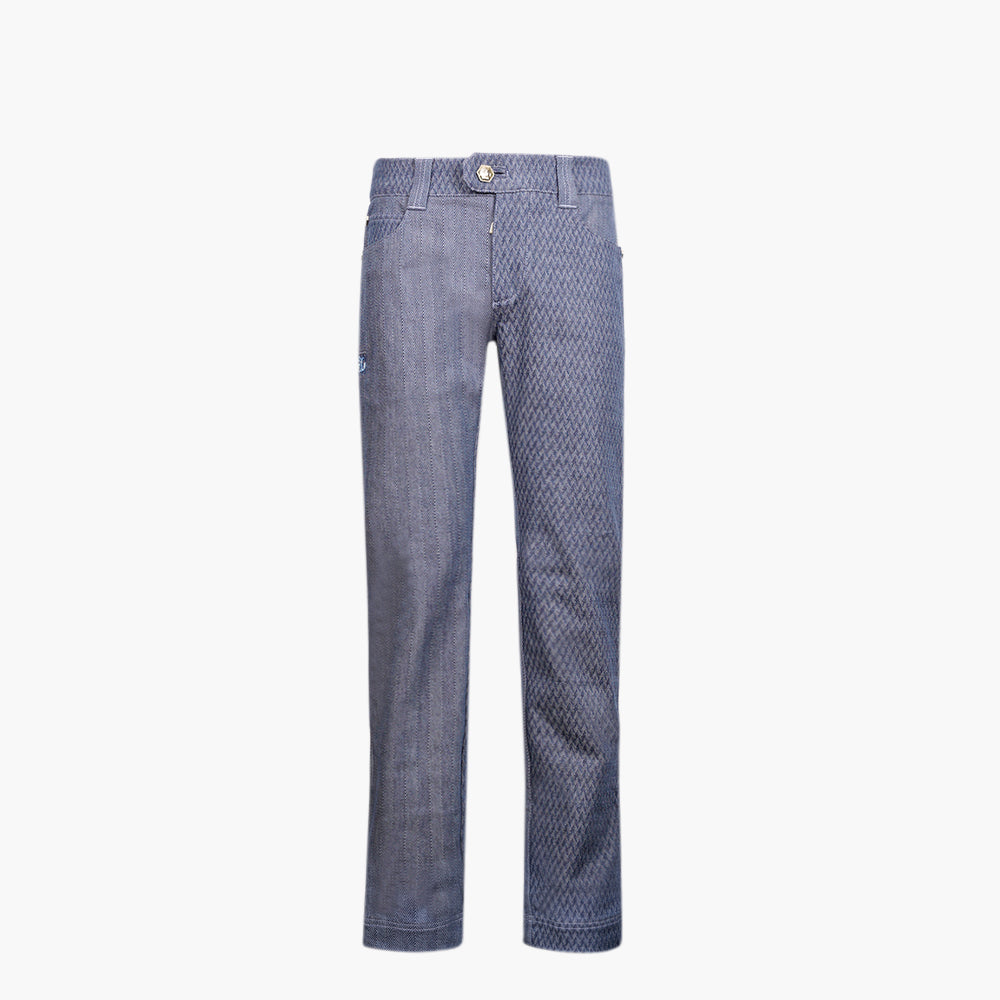 Blue Half & Half Herringbone Jacquard Jeans