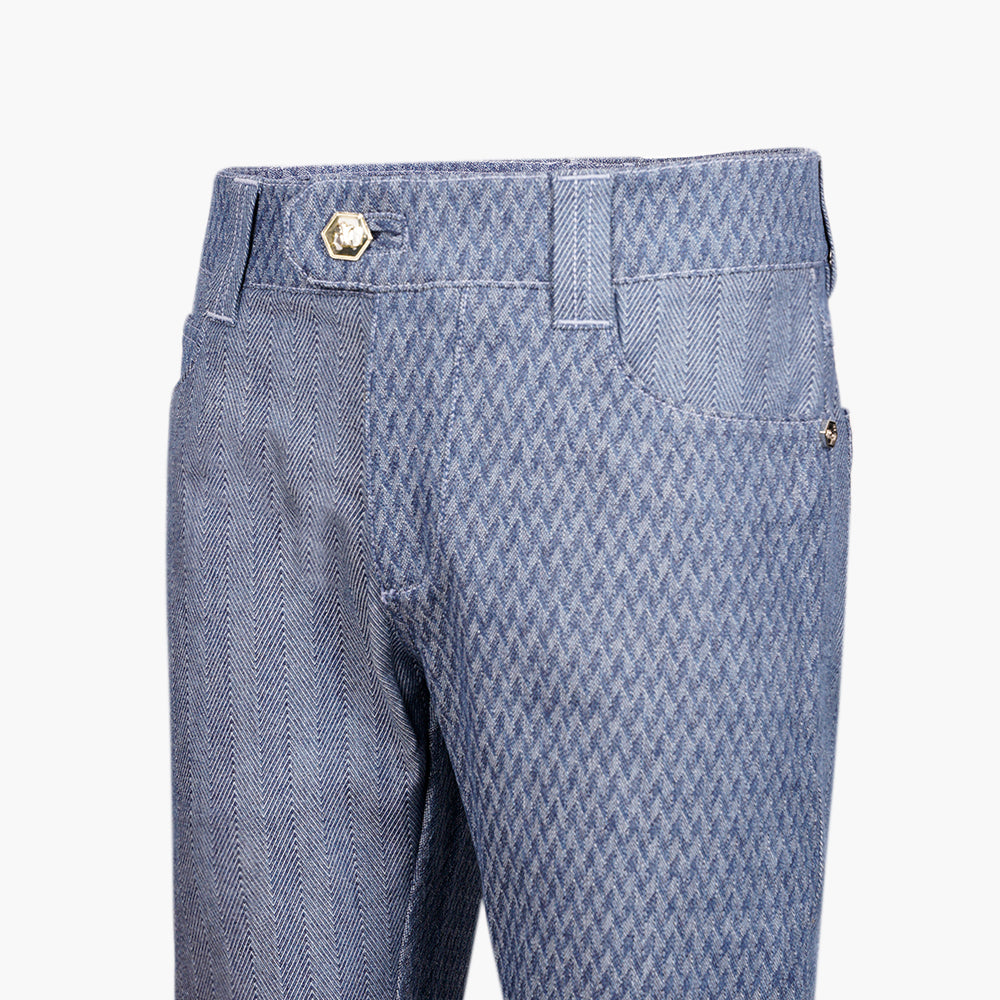 Blue Half & Half Herringbone Jacquard Jeans