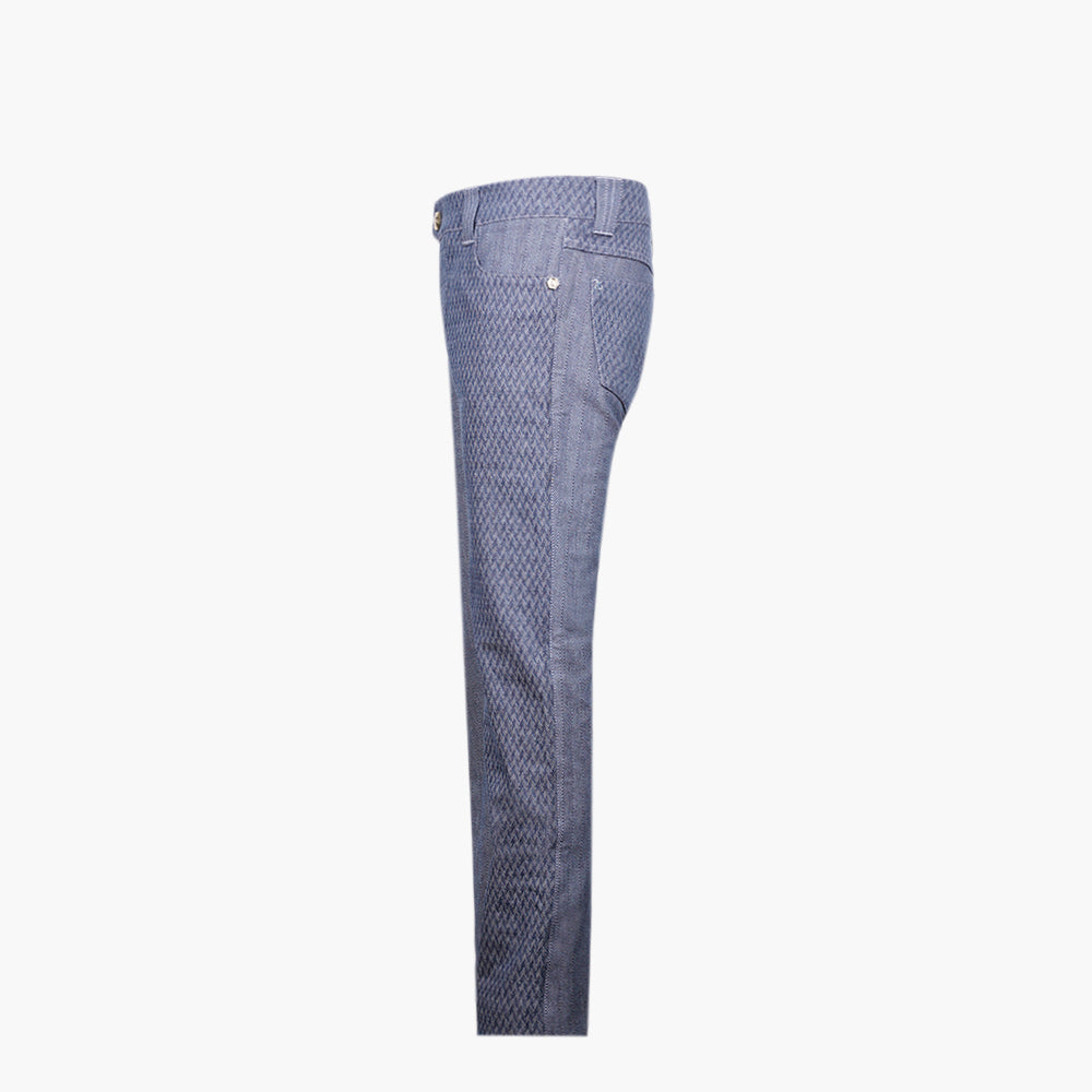 Blue Half & Half Herringbone Jacquard Jeans