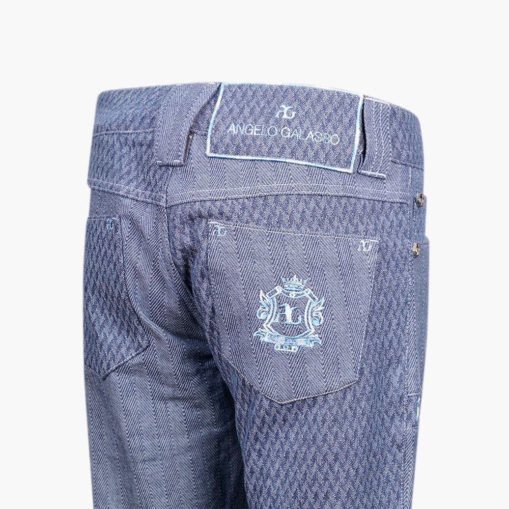 Blue Half & Half Herringbone Jacquard Jeans
