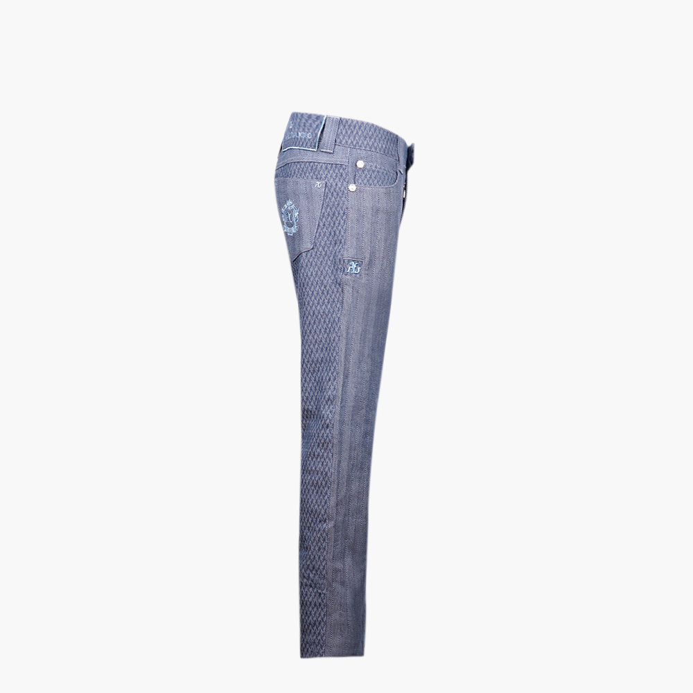 Blue Half & Half Herringbone Jacquard Jeans