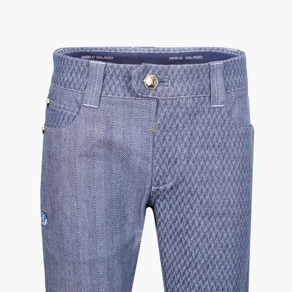 Blue Half & Half Herringbone Jacquard Jeans