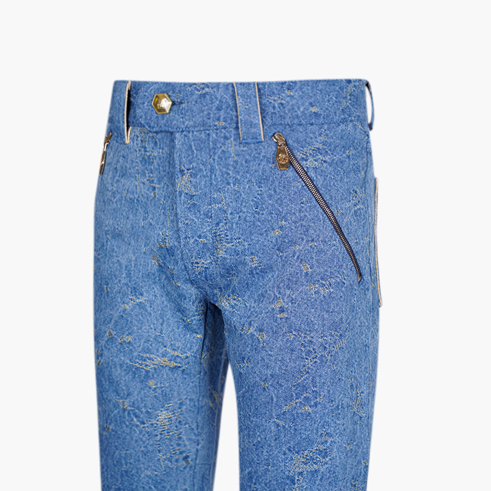 Jacquard Gold Crown Denim Jeans