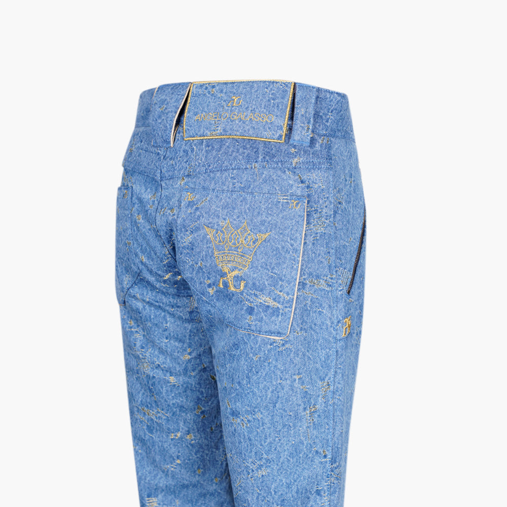 Jacquard Gold Crown Denim Jeans