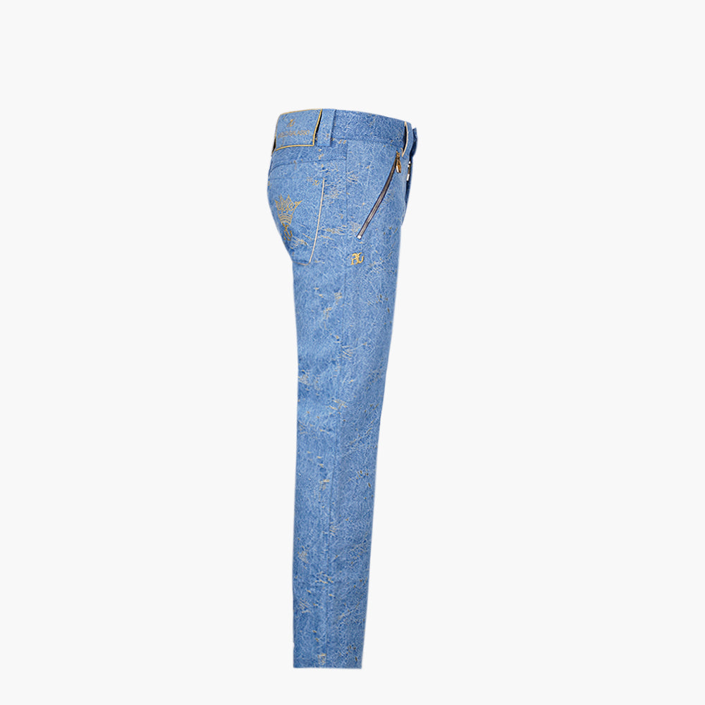 Jacquard Gold Crown Denim Jeans