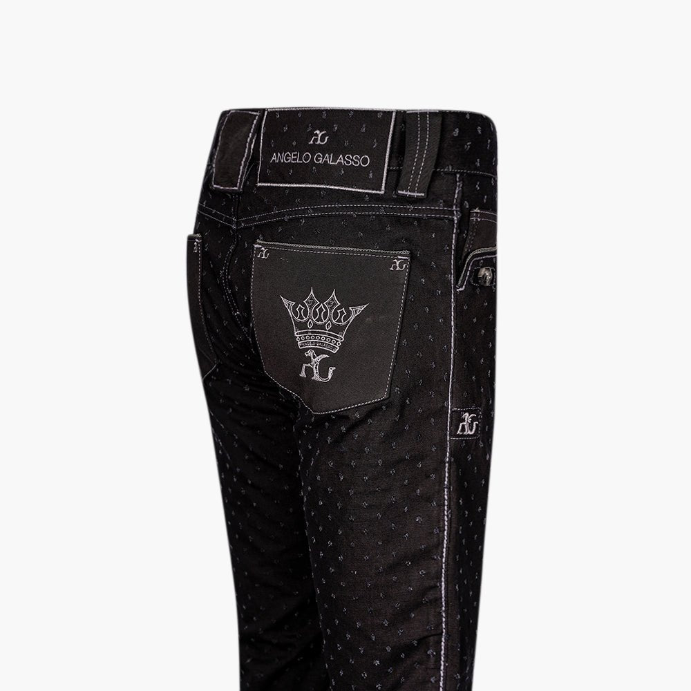 Black & Grey Delavé Denim Crown Jeans - Angelo Galasso - Luxury Italian Menswear London