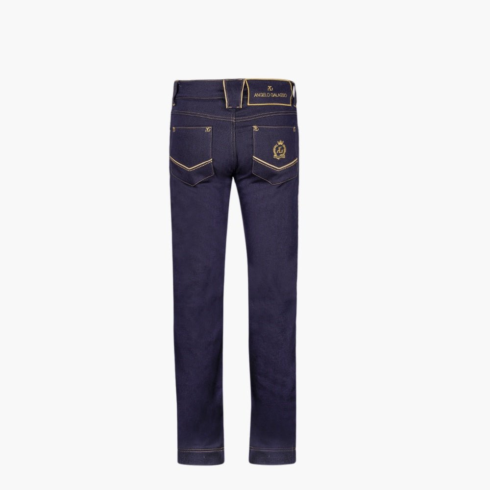 Blue & Yellow Chevron Denim Alloro Jeans - Angelo Galasso - Luxury Italian Menswear London