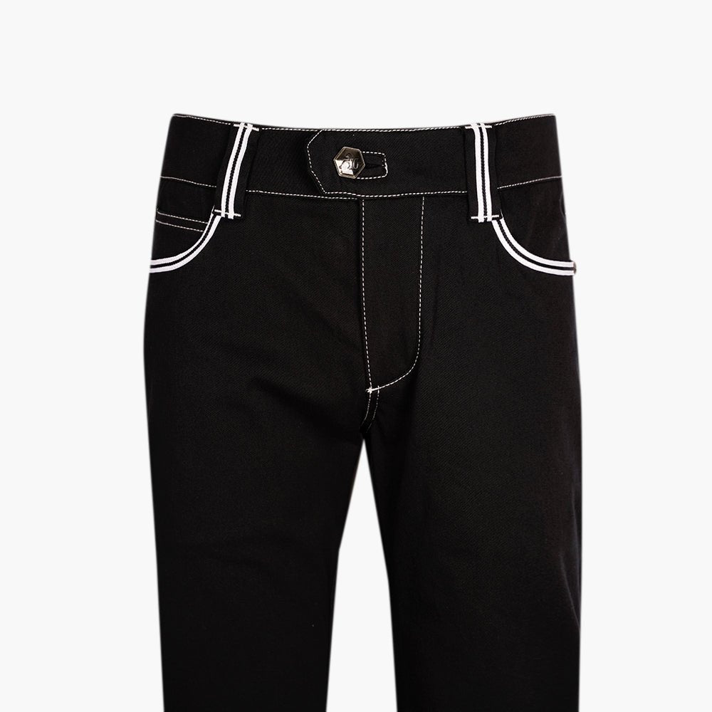 Jet Black & White Alloro Denim Jeans - Angelo Galasso - Luxury Italian Menswear London