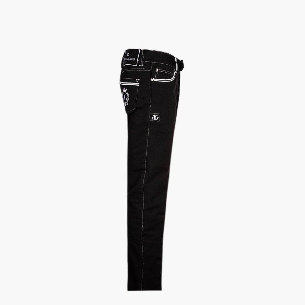 Jet Black & White Alloro Denim Jeans - Angelo Galasso - Luxury Italian Menswear London