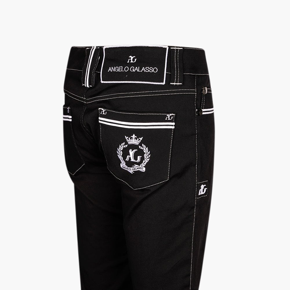 Jet Black & White Alloro Denim Jeans - Angelo Galasso - Luxury Italian Menswear London