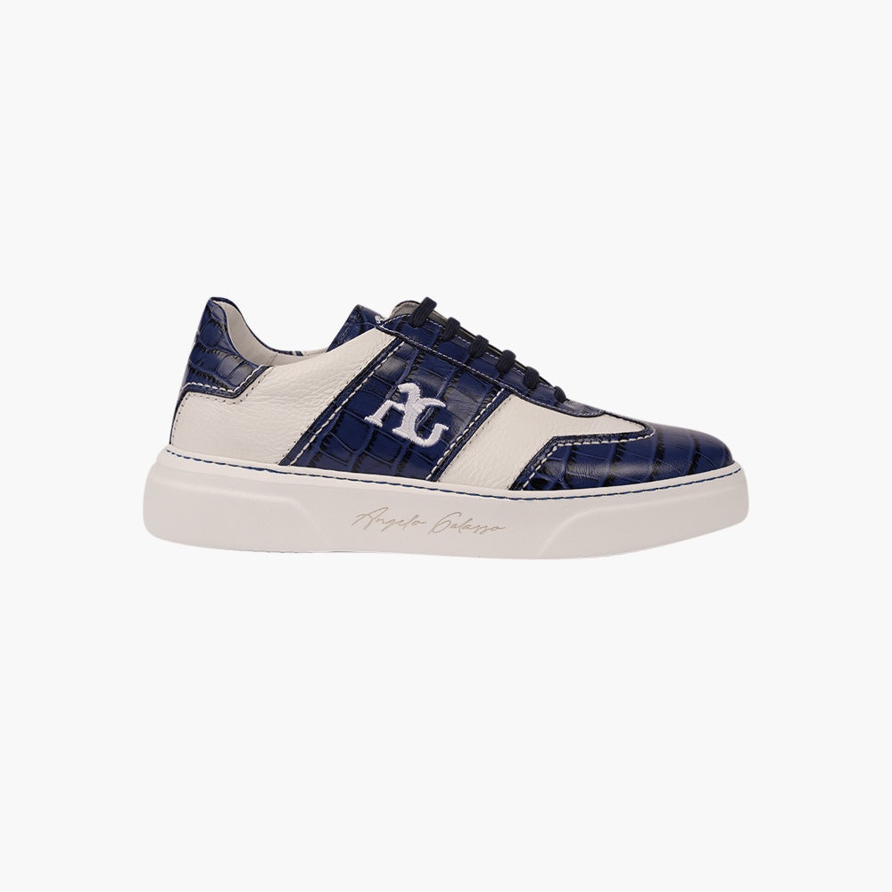 Blue & White AG Leather Trainers