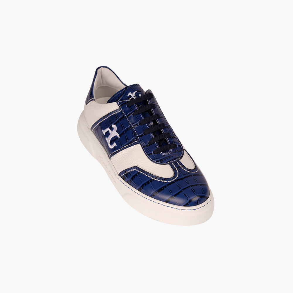 Blue & White AG Leather Trainers