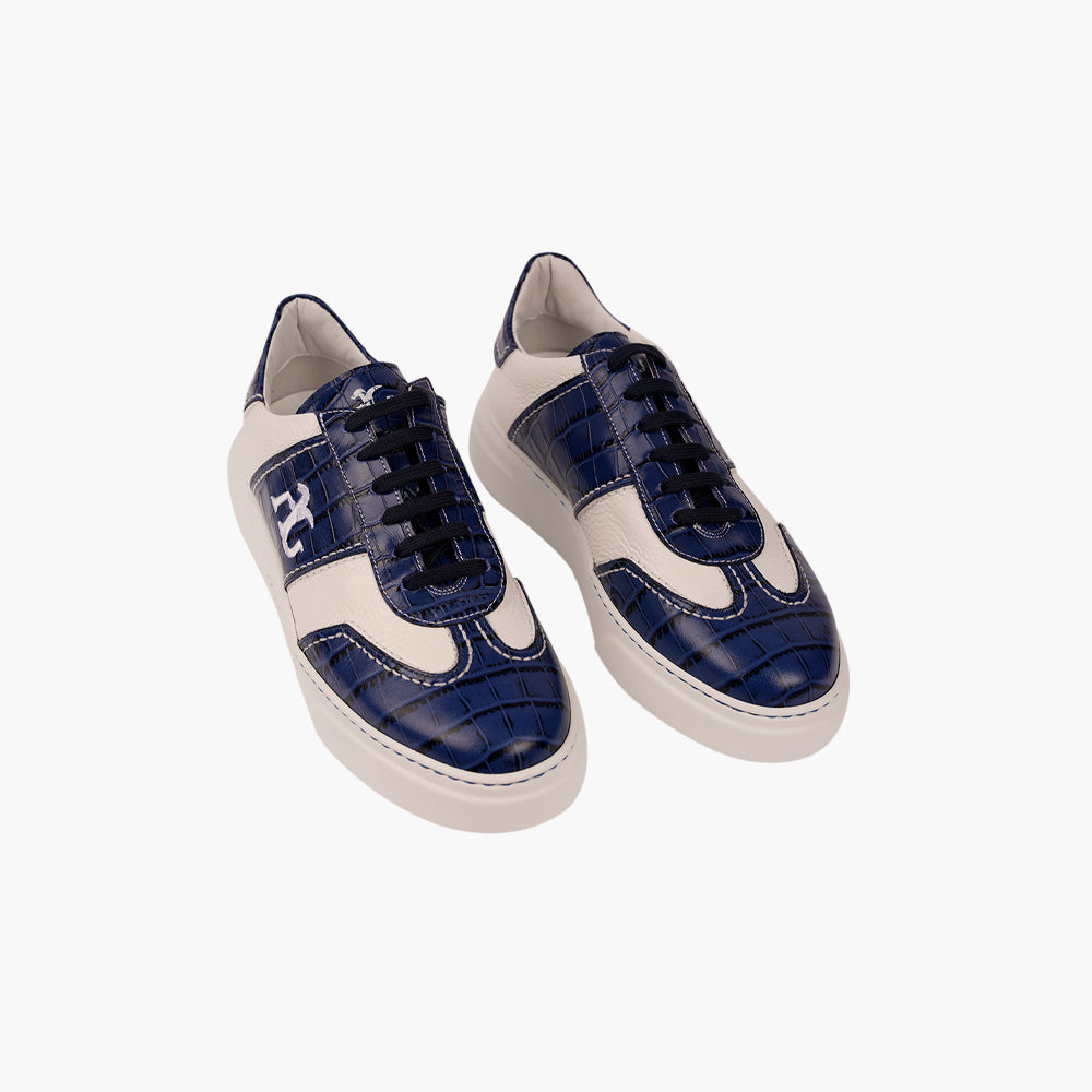 Blue & White AG Leather Trainers