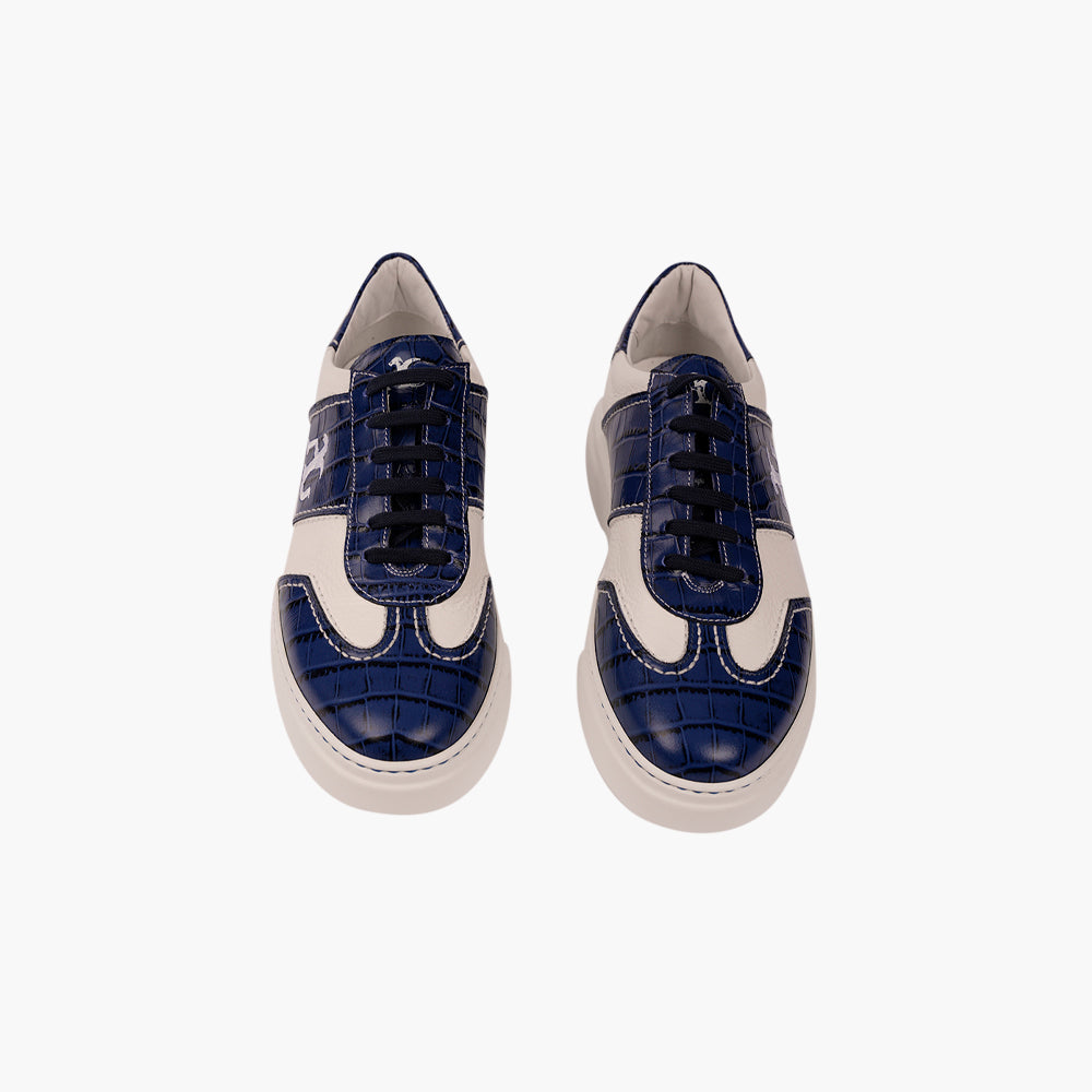 Blue & White AG Leather Trainers
