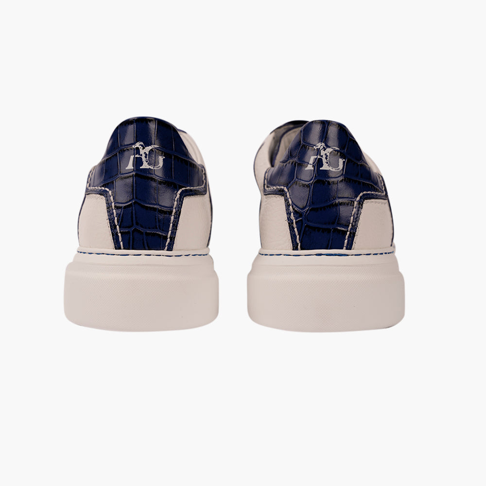 Blue & White AG Leather Trainers