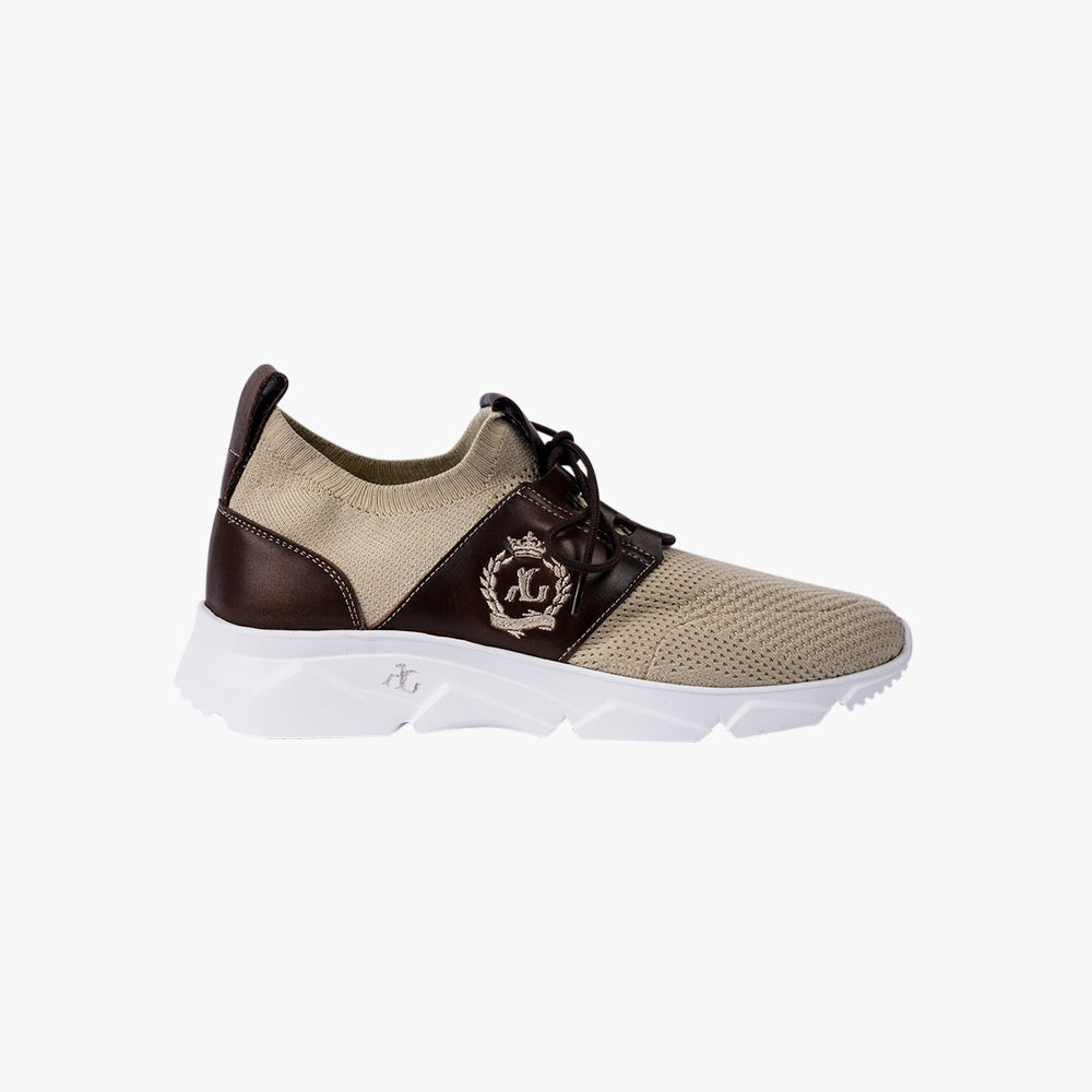 Beige & Brown Alloro Sock Trainers - Angelo Galasso