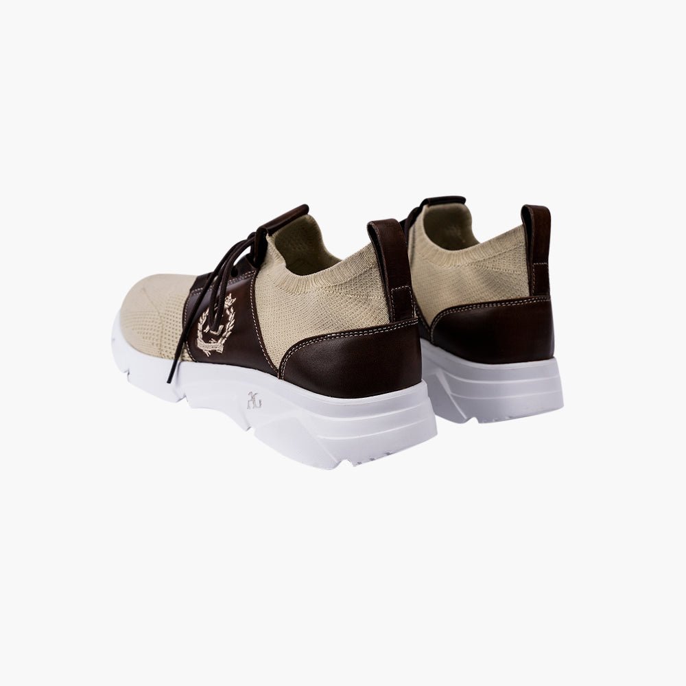 Beige & Brown Alloro Sock Trainers - Angelo Galasso - Luxury Italian Menswear London