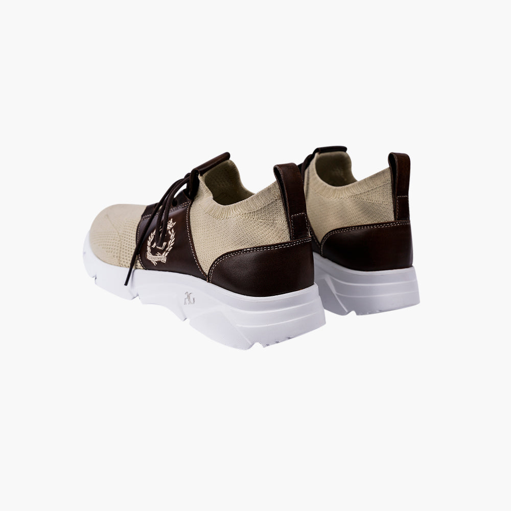 Beige & Brown Alloro Sock Trainers - Angelo Galasso