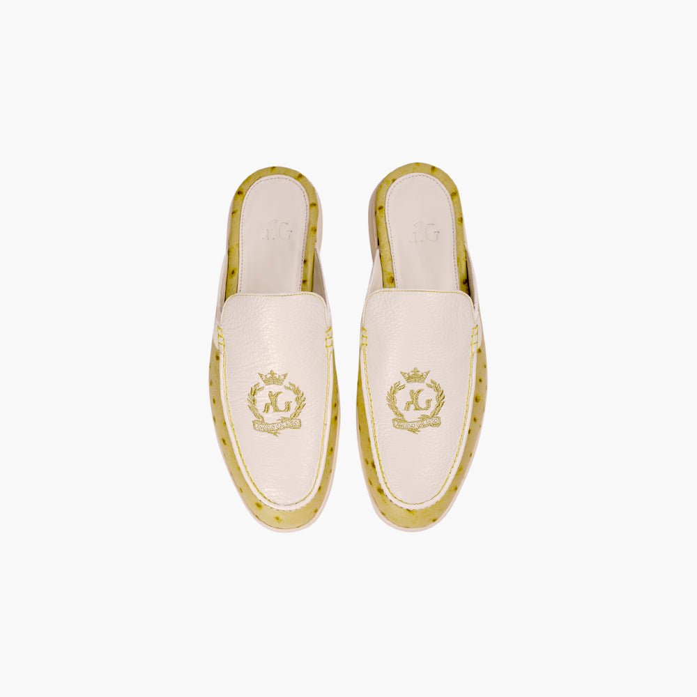 Yellow Lime & White Sabot Shoes - Angelo Galasso - Luxury Italian Menswear London