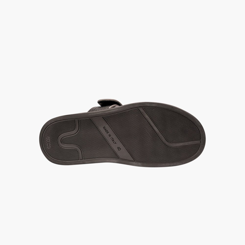 Grey & Black AG Cross-Strap Slide Sandal - Angelo Galasso - Luxury Italian Menswear London