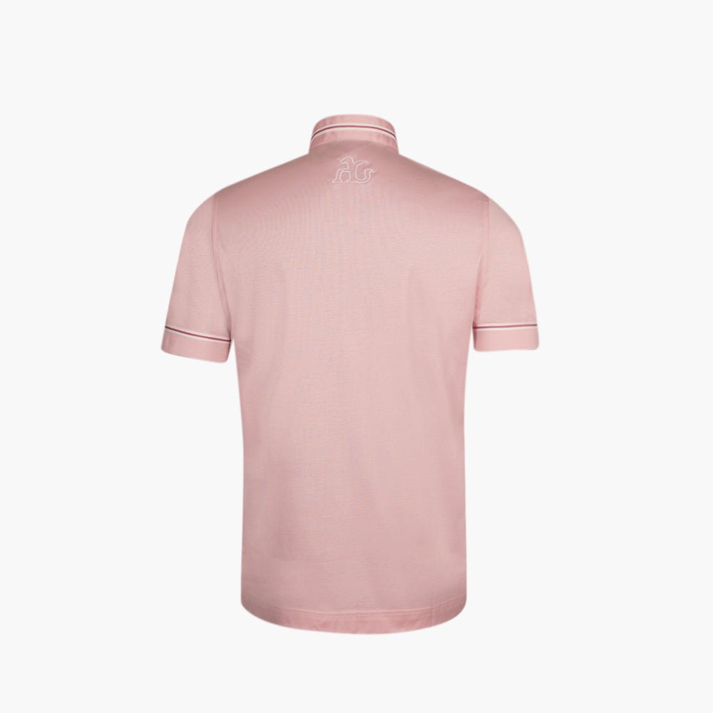 Pink Mao Short-Sleeve Polo with Crown Logo - Angelo Galasso - Luxury Italian Menswear London