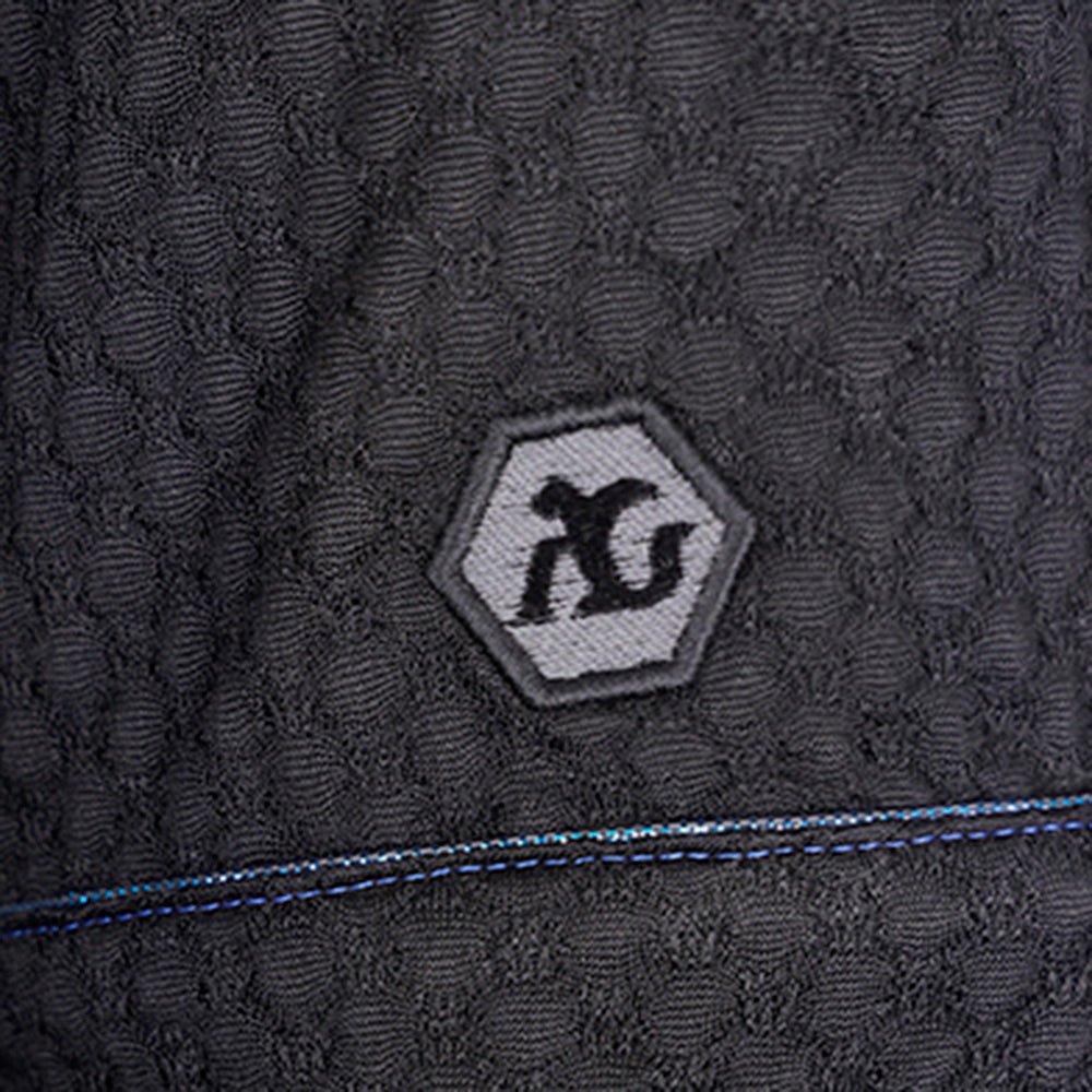 Black & Metallic Blue Jacquard Alloro Silk Polo - Angelo Galasso - Luxury Italian Menswear London