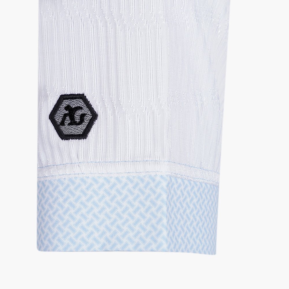 White & Light Blue AG Polo - Angelo Galasso - Luxury Italian Menswear London