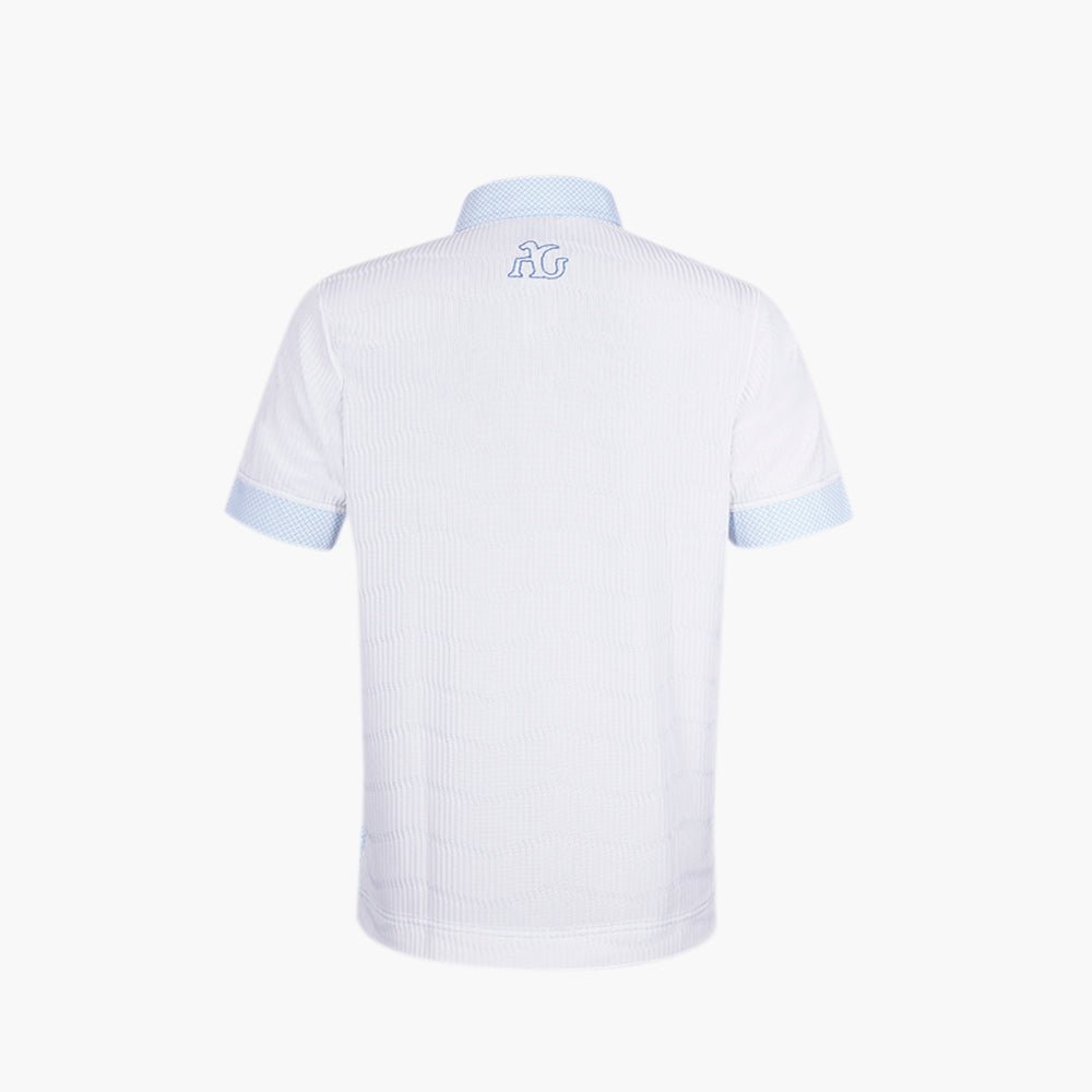 White & Light Blue AG Polo - Angelo Galasso - Luxury Italian Menswear London