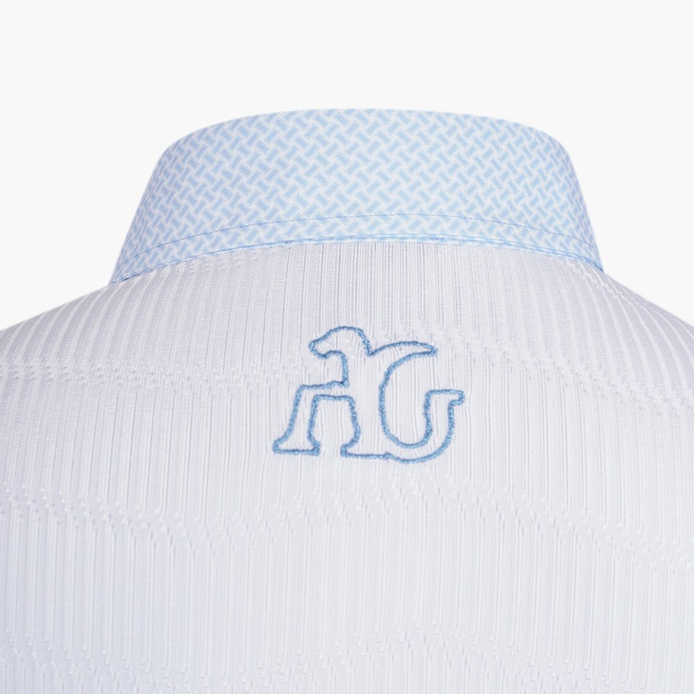 White & Light Blue AG Polo - Angelo Galasso - Luxury Italian Menswear London