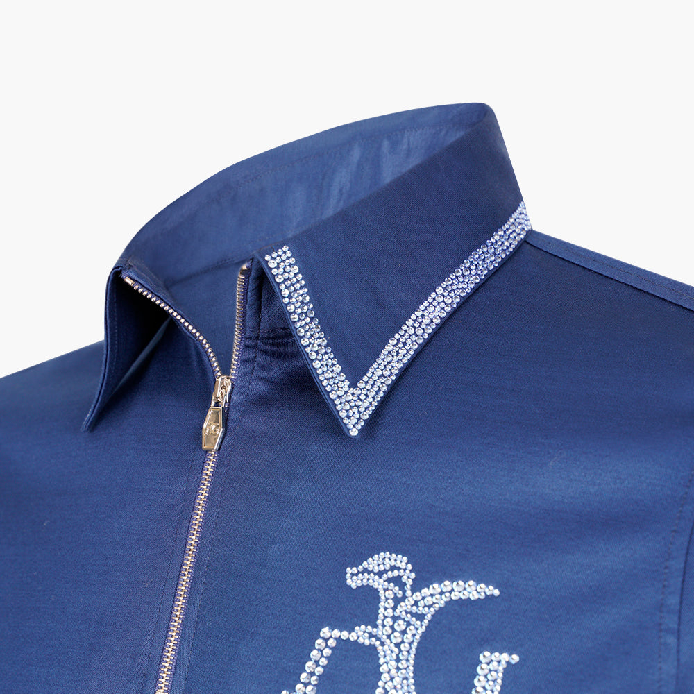 Dark Blue Polo with Light Sapphire Crystals