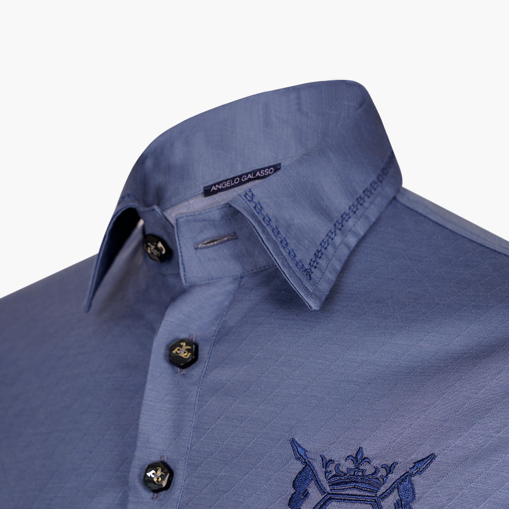 Dusty Blue Hexagonal Wool Polo