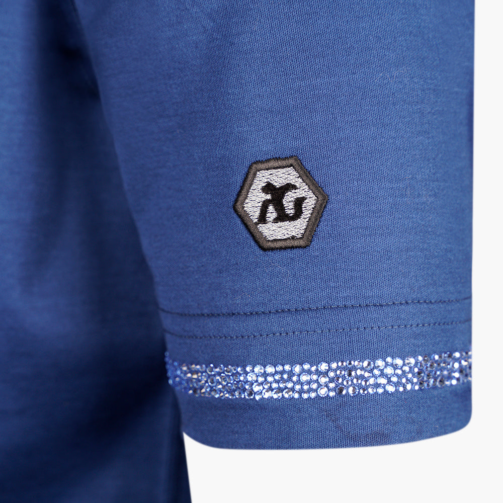 Dark Blue Polo with Light Sapphire Crystals