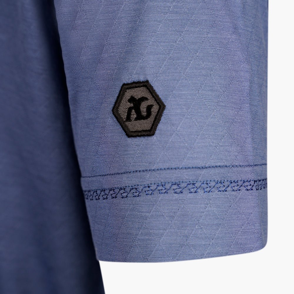 Dusty Blue Hexagonal Wool Polo - Angelo Galasso - Luxury Italian Menswear London