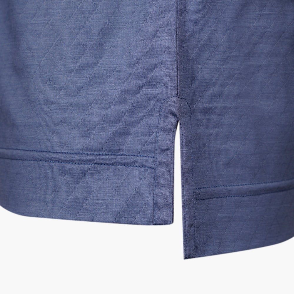 Dusty Blue Hexagonal Wool Polo - Angelo Galasso - Luxury Italian Menswear London