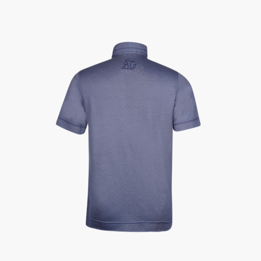 Dusty Blue Hexagonal Wool Polo