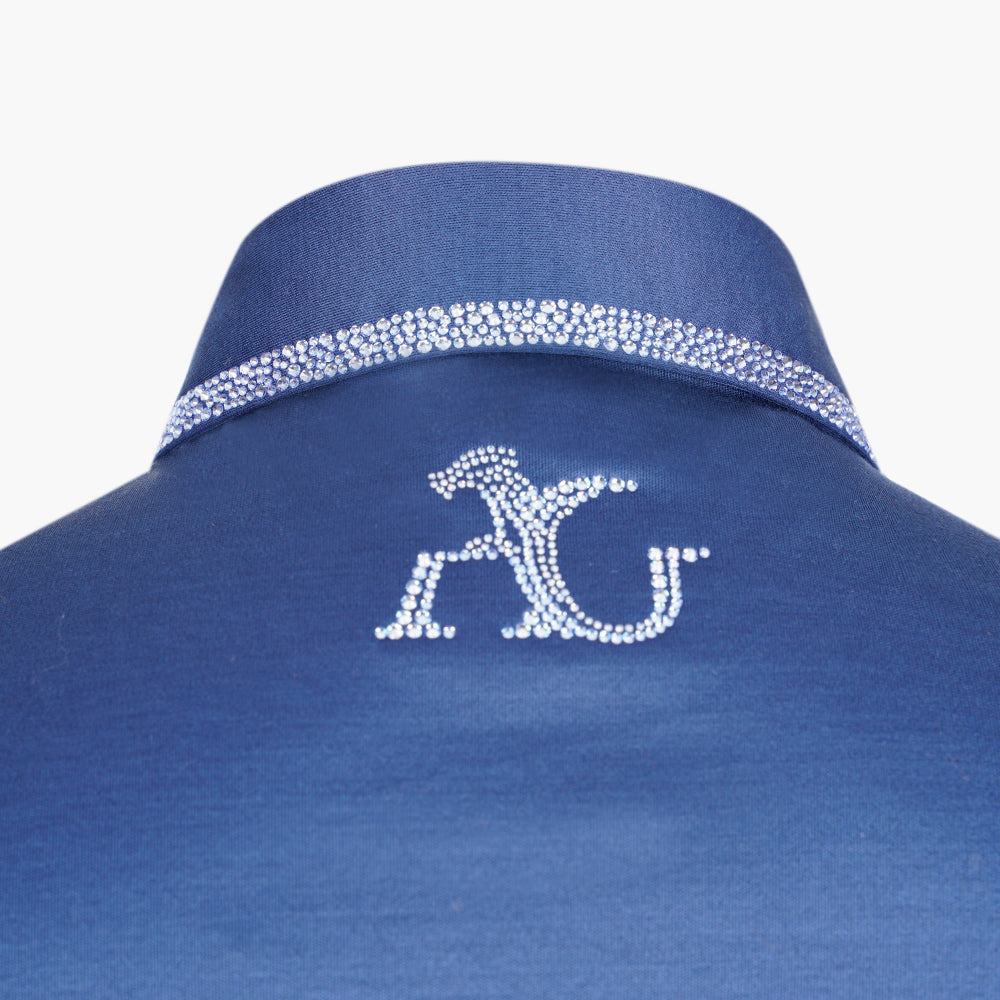 Dark Blue Polo with Light Sapphire Crystals