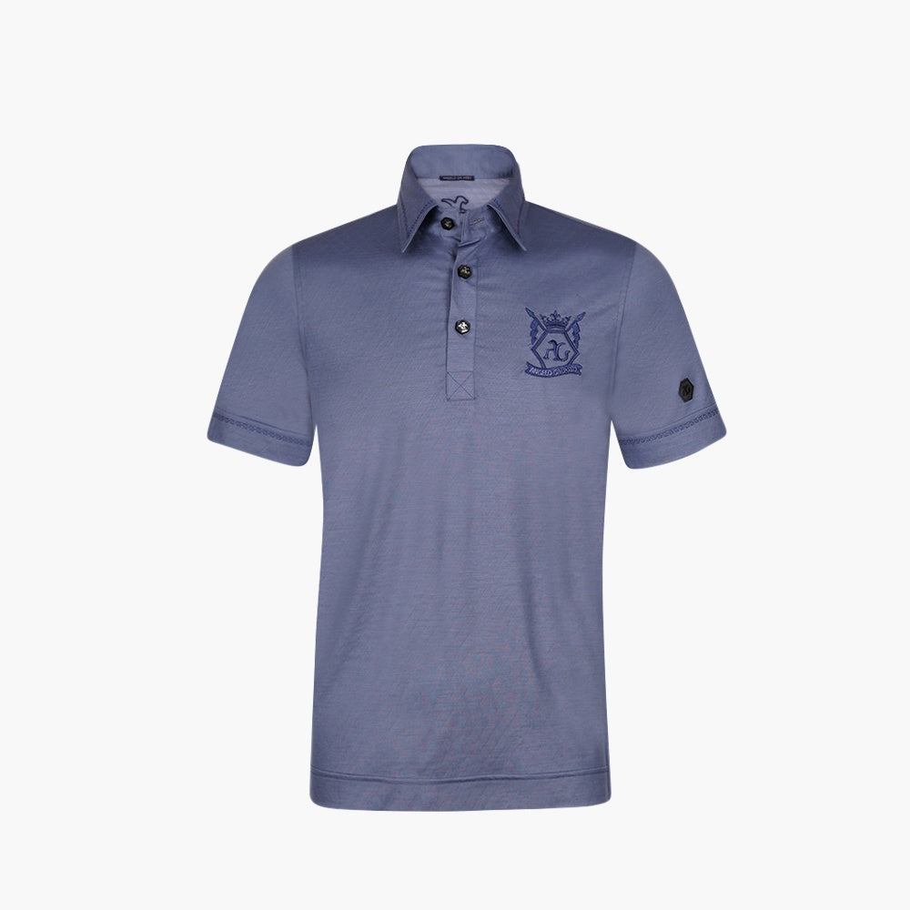 Dusty Blue Hexagonal Wool Polo