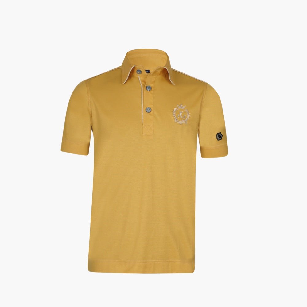 Yellow & White Alloro Piping Polo - Angelo Galasso - Luxury Italian Menswear London