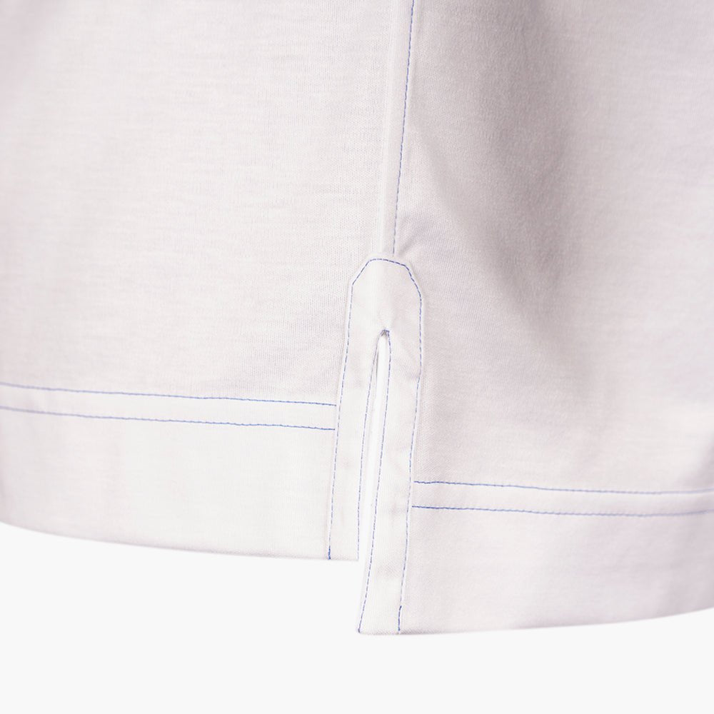 White Polo with Blue Details and Alloro Logo - Angelo Galasso - Luxury Italian Menswear London