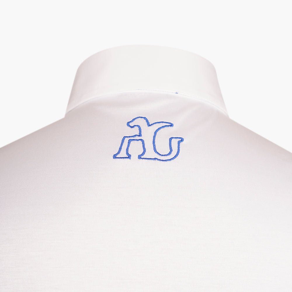 White Polo with Blue Details and Alloro Logo - Angelo Galasso - Luxury Italian Menswear London