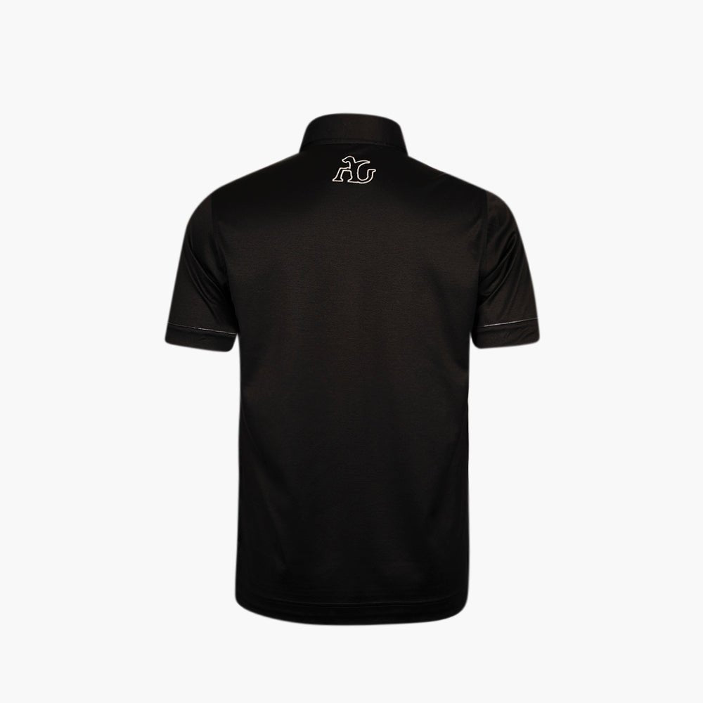 Black & Silver Crown Cotton Polo - Angelo Galasso - Luxury Italian Menswear London