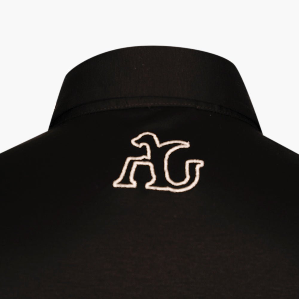 Black & Silver Crown Cotton Polo - Angelo Galasso - Luxury Italian Menswear London