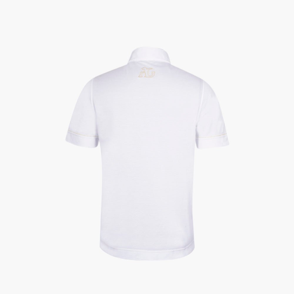 White & Gold Crown Cotton Polo Shirt - Angelo Galasso - Luxury Italian Menswear London