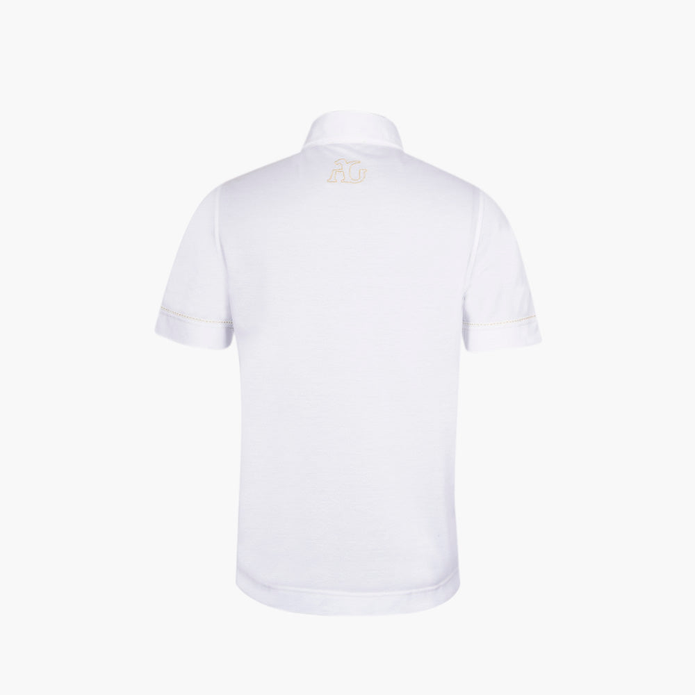 White & Gold Crown Cotton Polo Shirt - Angelo Galasso