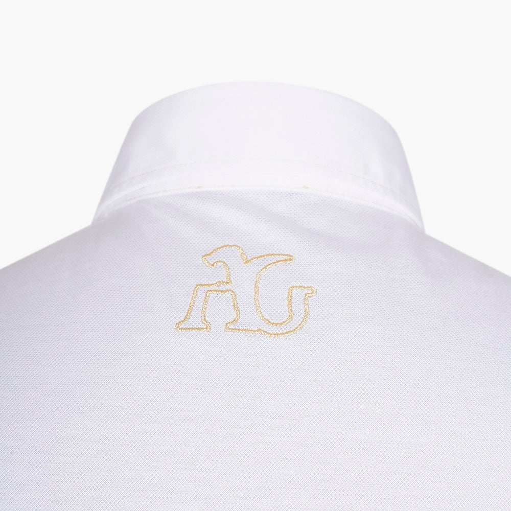White & Gold Crown Cotton Polo Shirt - Angelo Galasso - Luxury Italian Menswear London