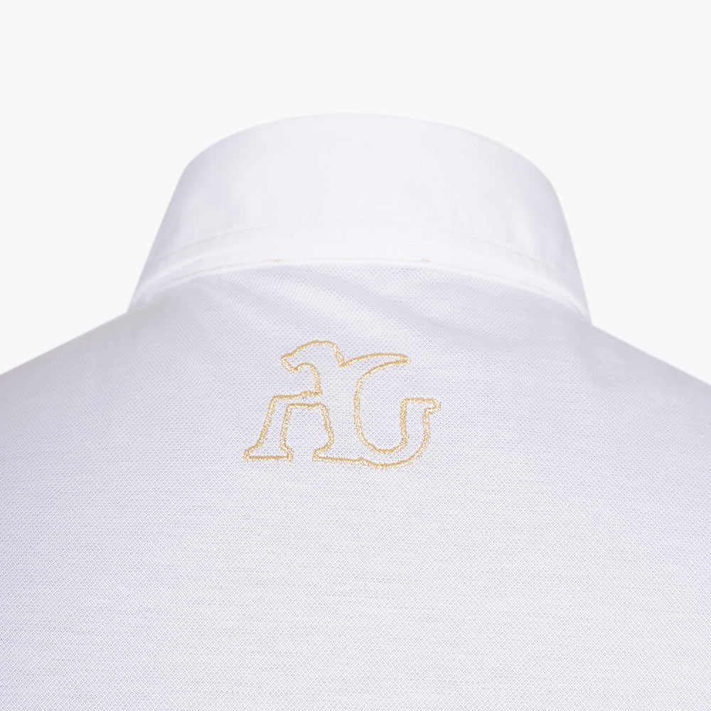 White & Gold Crown Cotton Polo Shirt - Angelo Galasso