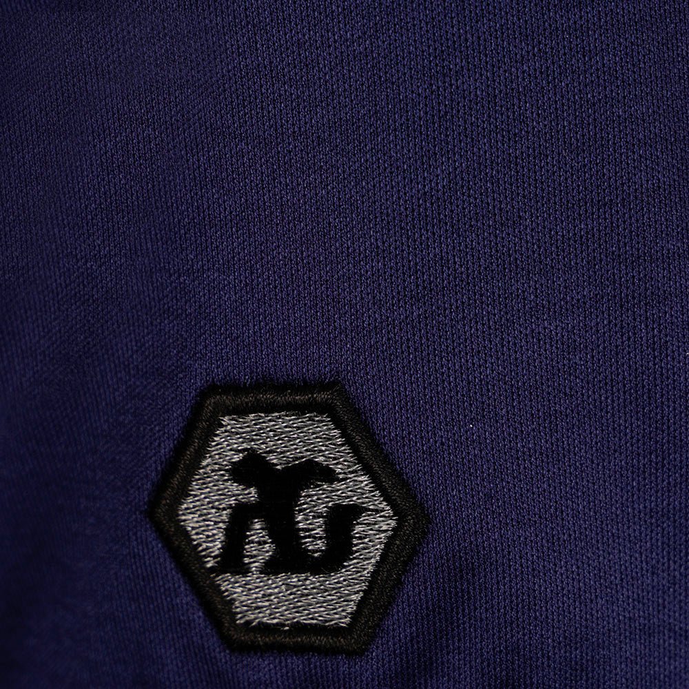 Navy & Silver Polo with Alloro Logo & Piping - Angelo Galasso - Luxury Italian Menswear London
